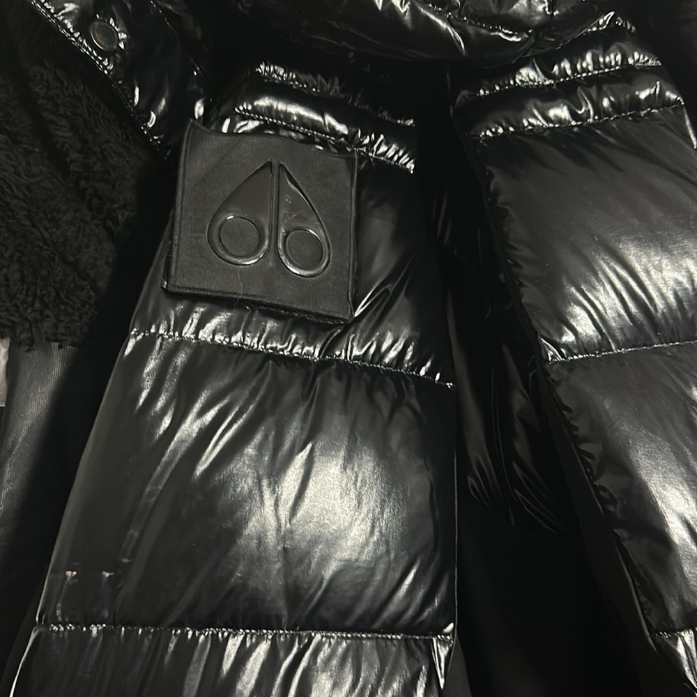 Black Puffer Jacket with Logo Patch
